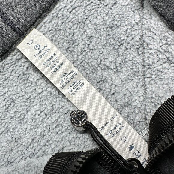 Lululemon Hug It Out Full Zip Sweater Funnel Neck Heathered Black/Grey 12 - Picture 5 of 16